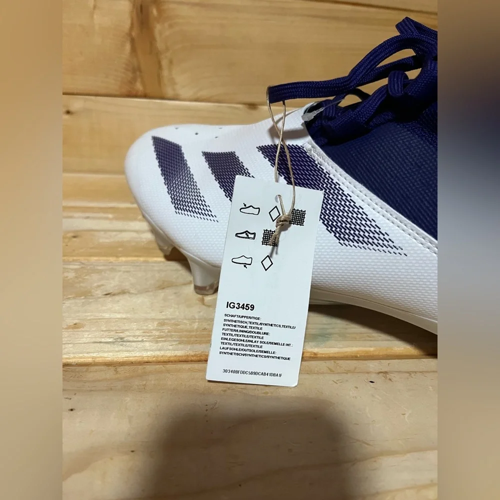 New Adidas ADIZERO Chaos High-Top Football Cleats White/Purple IG3459 Mens 12 - Picture 8 of 9